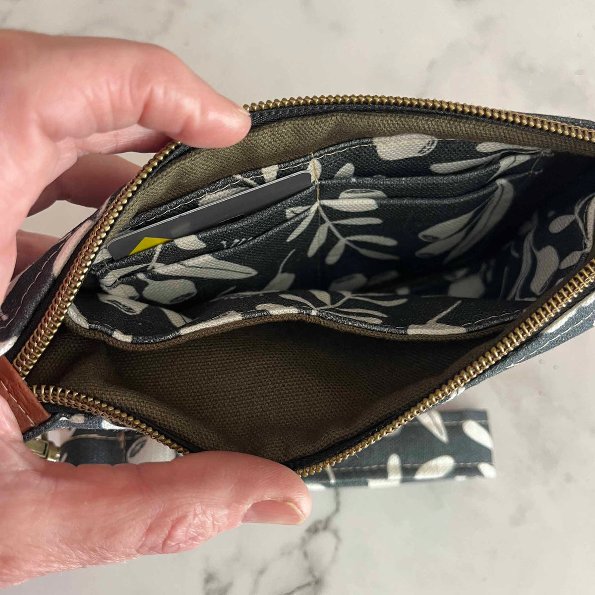 Two-Tone Wristlet Pouch – Eucalyptus pods