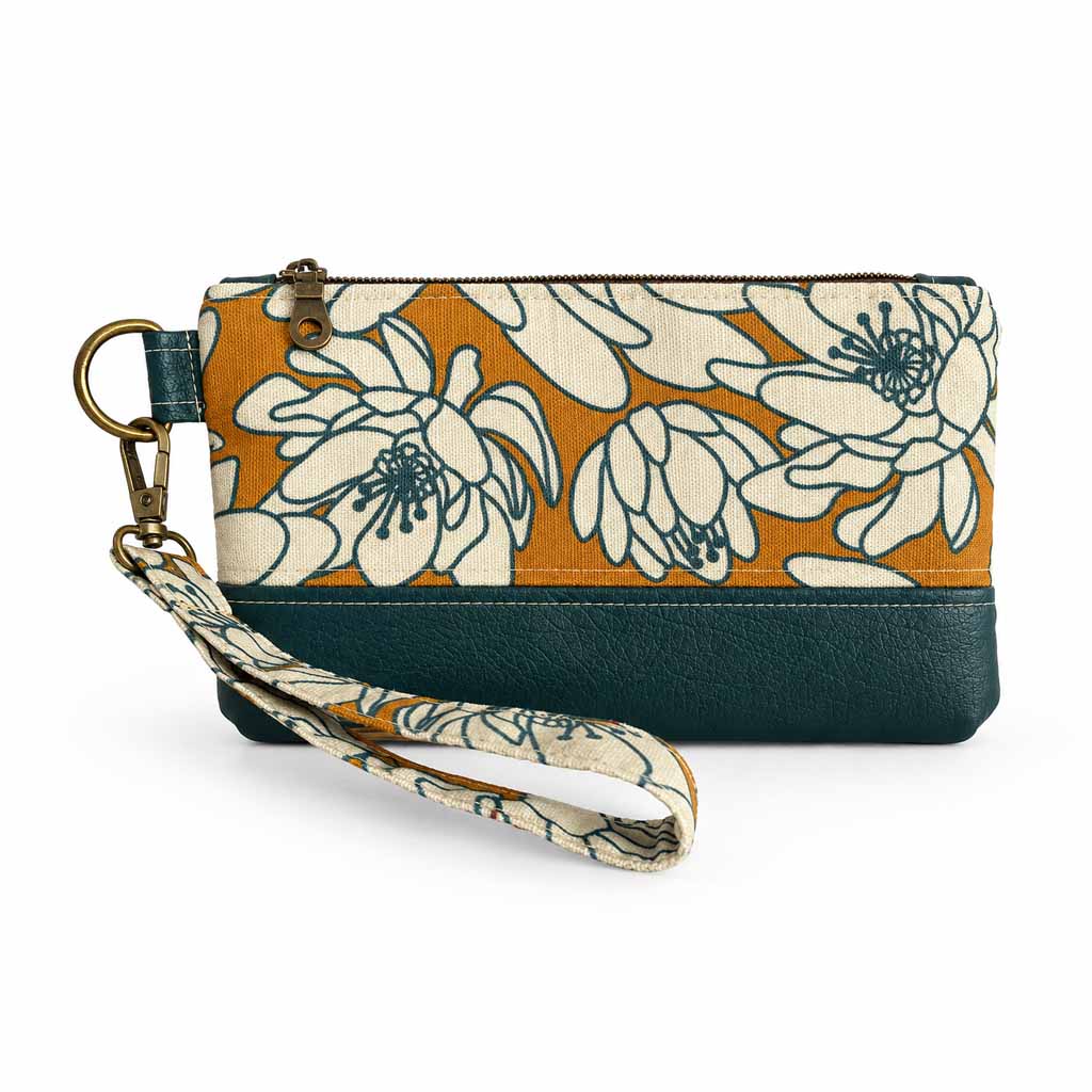 Two-Tone Wristlet Pouch – Scattered Bouquet