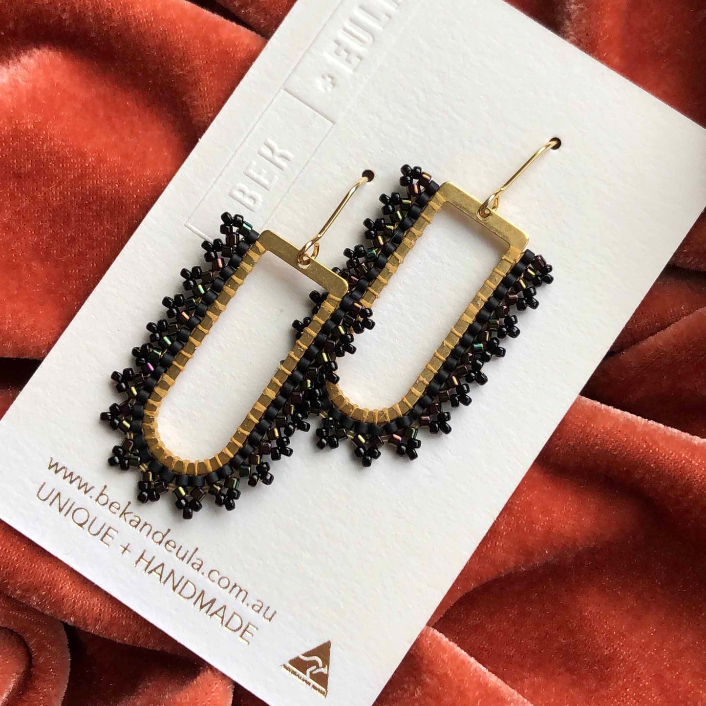 D Ring Arch Delica Glass Bead Earrings