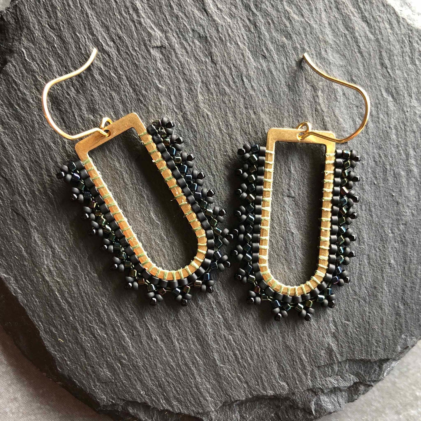D Ring Arch Delica Glass Bead Earrings