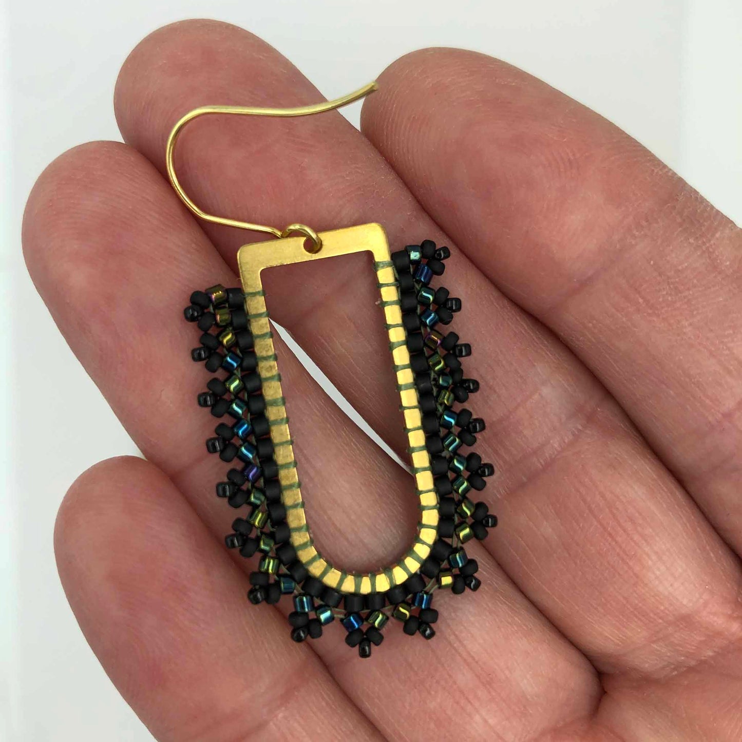 D Ring Arch Delica Glass Bead Earrings