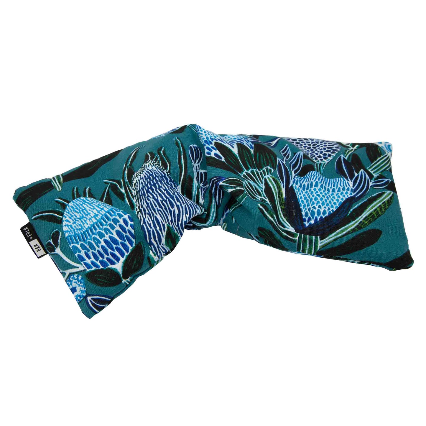 Wheat heat pack - blue banksia print with removable cover