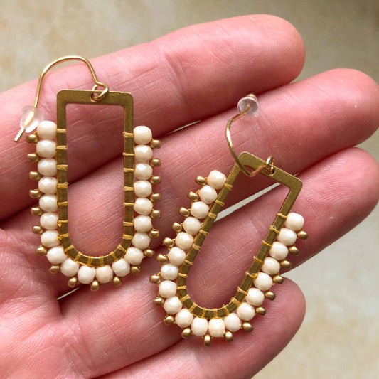 D Ring Arch Fire Polish Glass beads - Champagne Lustre/Pale Gold