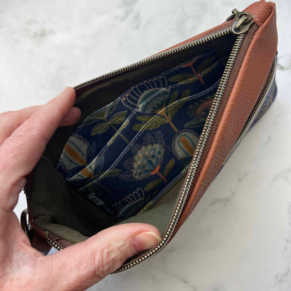 Two-Tone Wristlet Pouch – Aussie Floral Gems | Cobalt