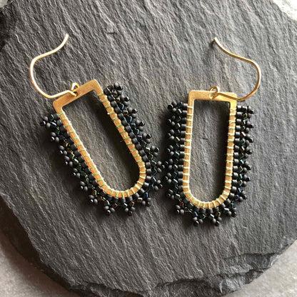 D Ring Arch Delica Glass Bead Earrings