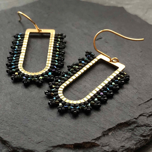 D Ring Arch Delica Glass Bead Earrings