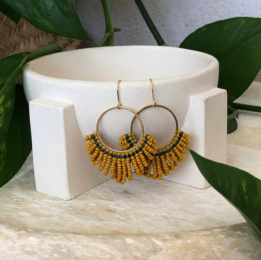 Medium loop hoop bead earrings
