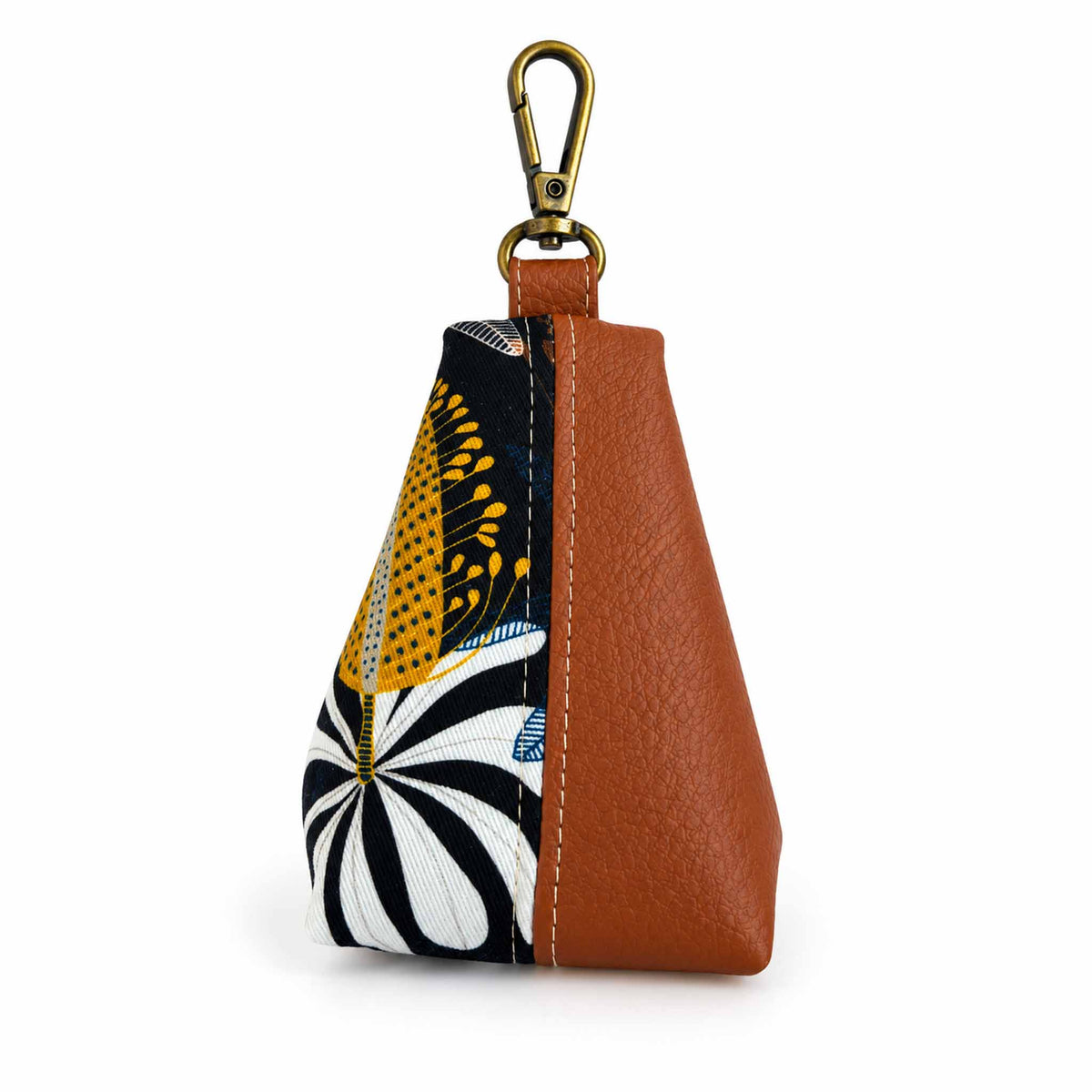 Two-Tone Keychain Pouch - Mustard Navy Banksia | Tan Vinyl