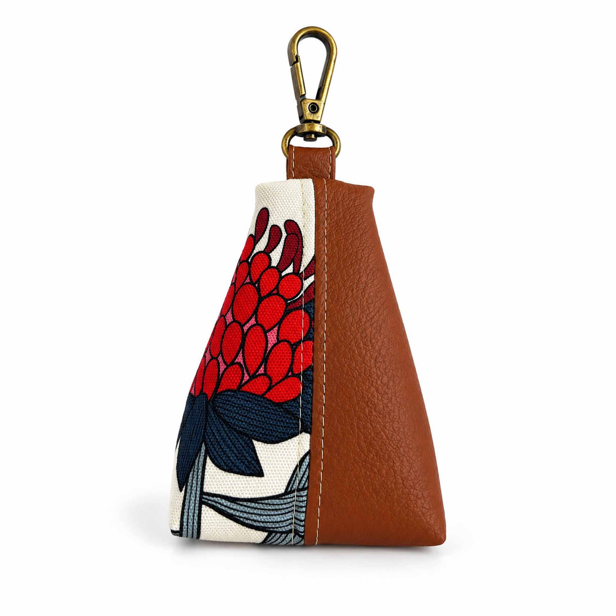 Two-Tone Keychain Pouch - Waratah Red | Tan Vinyl