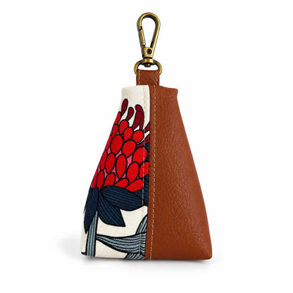 Two-Tone Keychain Pouch - Waratah Red | Tan Vinyl