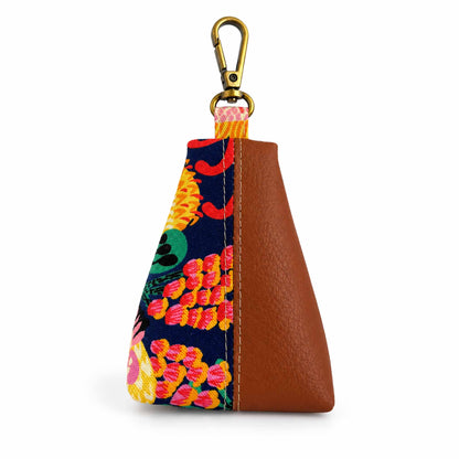 Two-Tone Keychain Pouch - Wild Protea | Tan Vinyl