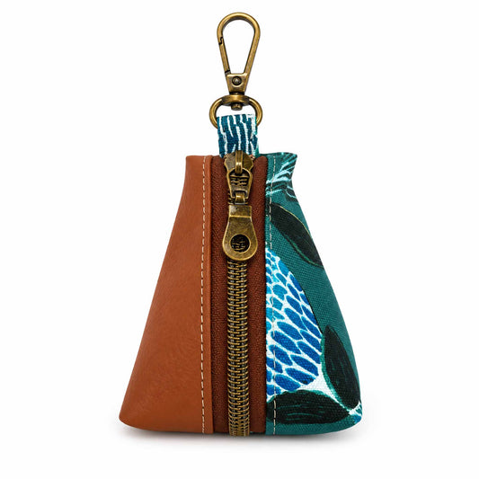 Two-Tone Keychain Pouch - Teal Banksia | Tan Vinyl