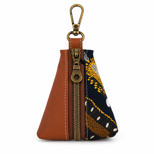 Two-Tone Keychain Pouch - Mustard Navy Banksia | Tan Vinyl