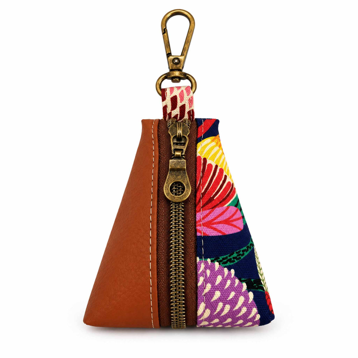 Two-Tone Keychain Pouch - Wild Protea | Tan Vinyl