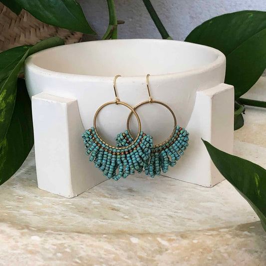 Medium Seafoam Turquoise Bead Earrings